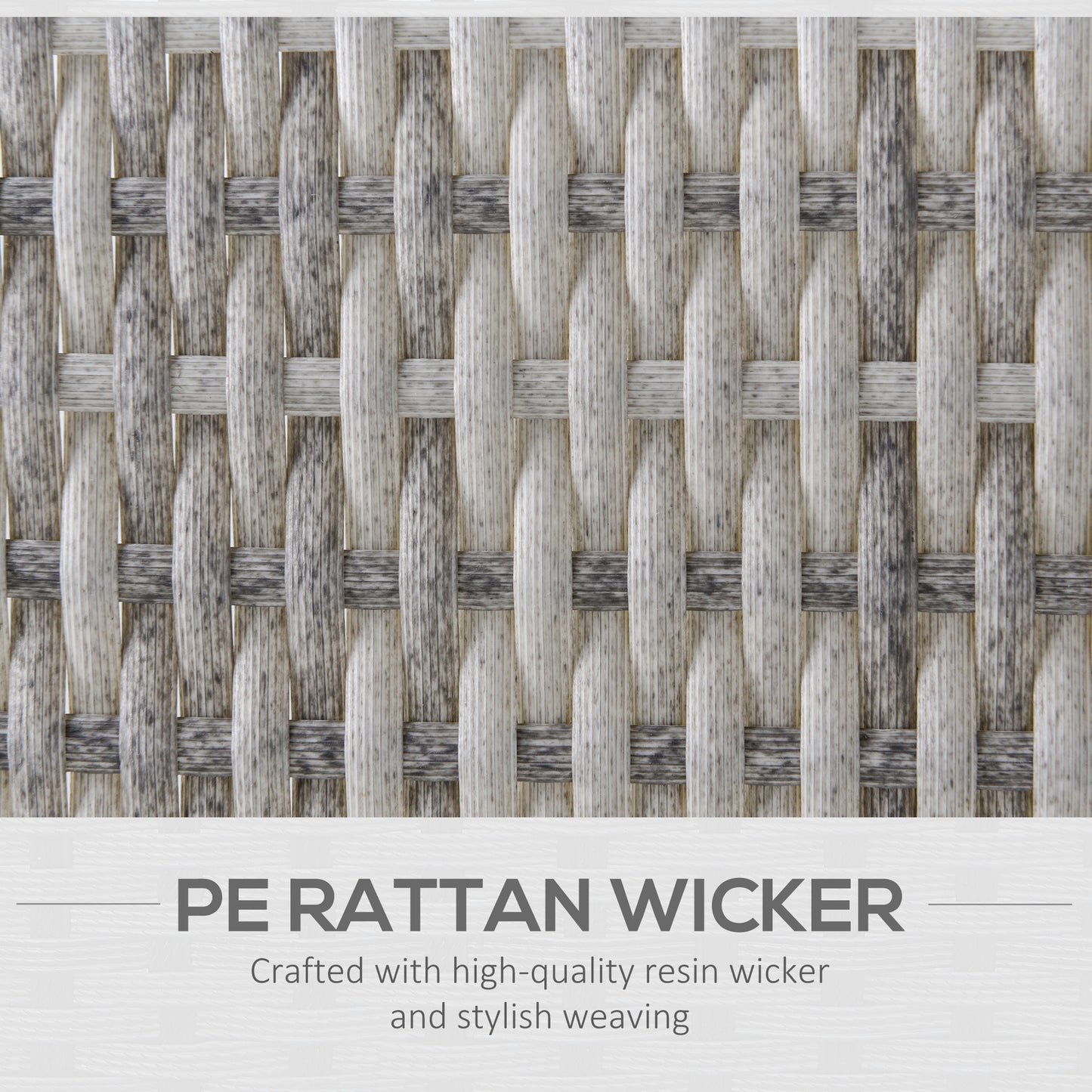 Single Seater Rattan Chair Sofa with Padded Cushions, All-Weather PE Wicker Weave Garden Armchair with Armrests, Grey