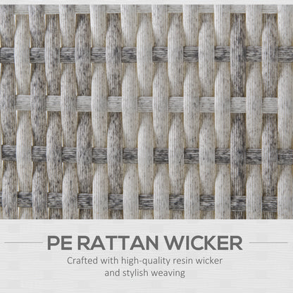 Single Seater Rattan Chair Sofa with Padded Cushions, All-Weather PE Wicker Weave Garden Armchair with Armrests, Grey