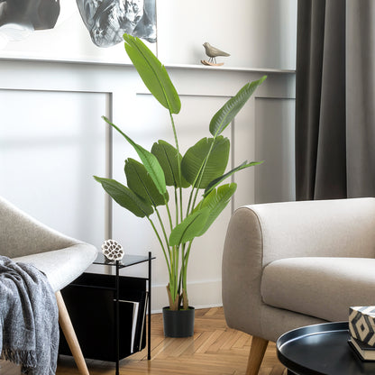 160cm Tall Artificial Bird of Paradise Plant, Faux Banana Leaf Tree with PEVA Leaves and Flocking