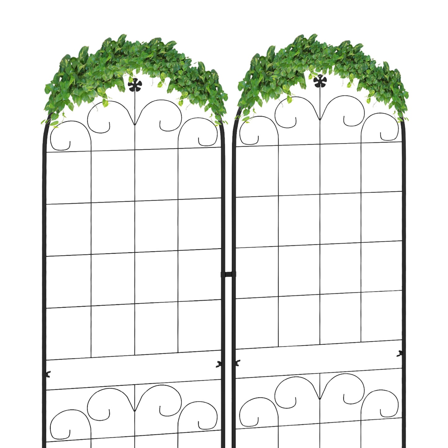 Metal Trellis Set of 2, Garden Trellis for Climbing Plants Support Frames, Floral Design