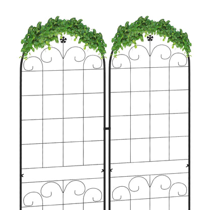 Metal Trellis Set of 2, Garden Trellis for Climbing Plants Support Frames, Floral Design