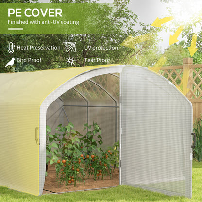 Polytunnel Greenhouse Walk-in Grow House with UV-resistant PE Cover, Door, Galvanised Steel Frame, 4 x 3 x 2m, White