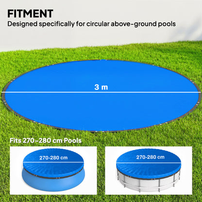 Round Pool Cover, 10 ft Waterproof Swimming Pool Cover with Secure Rope, Tightener for Above Ground Pools, Blue