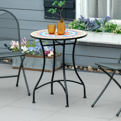 Φ60cm Mosaic Outdoor Patio Table - Red
