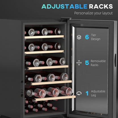 41 Bottle Wine Fridge, 91 Litre Capacity, 45cm Freestanding Wine Cooler Fridge with Glass Door, LED Light
