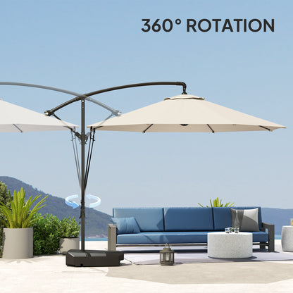 3(m) Garden Cantilever Parasol with Fillable Base up to 90kg, Wind Protection Strap, Cover