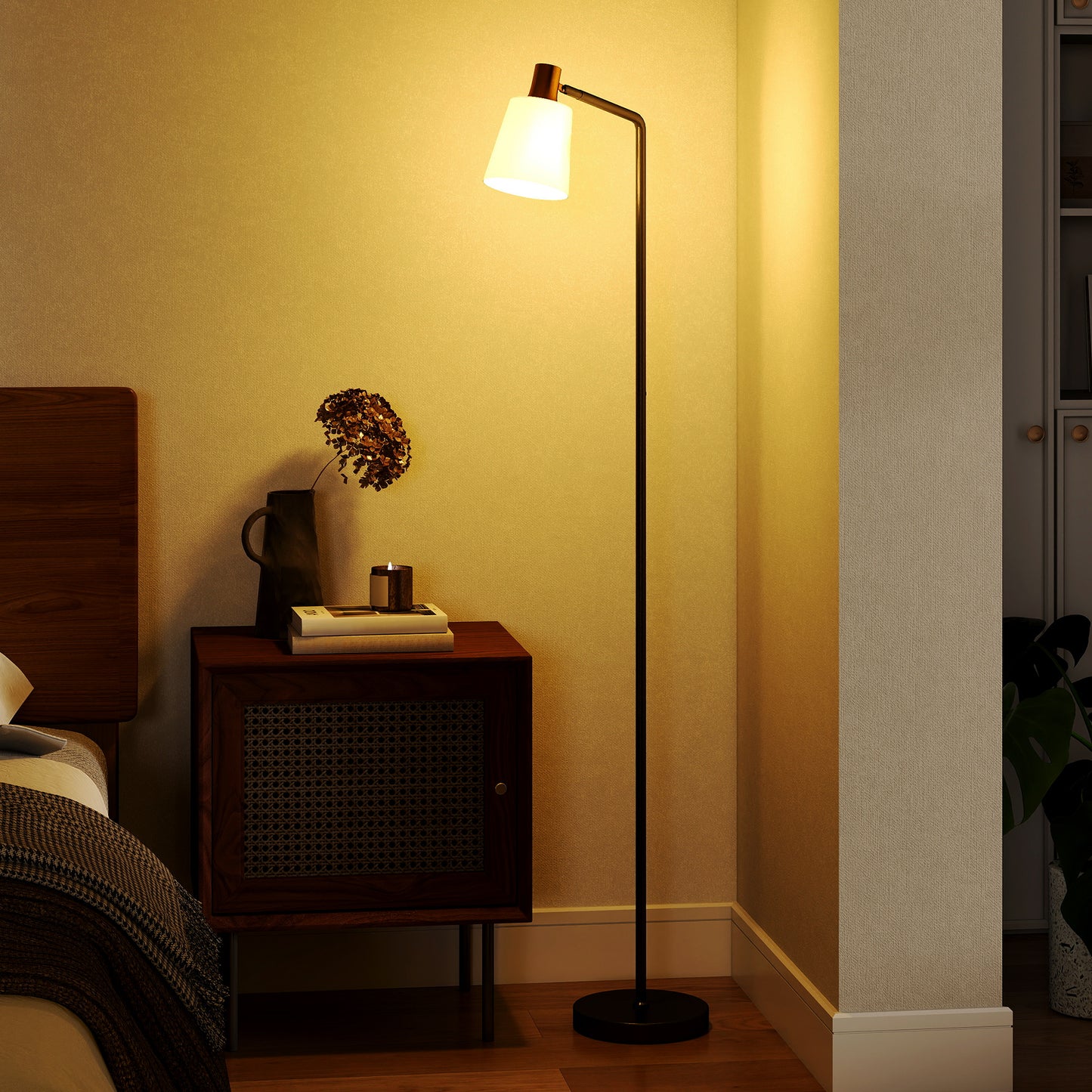 Floor Lamp with 350° Rotatable Head, Modern Standing Lamp with 3000K/4000K/6500K Colour Temperatures for Living Room Office