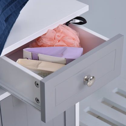 75x60cm Freestanding Bathroom Storage Cabinet Unit w/ 2 Drawers Cupboard Adjustable Shelf Metal Handles Traditional Style Gre