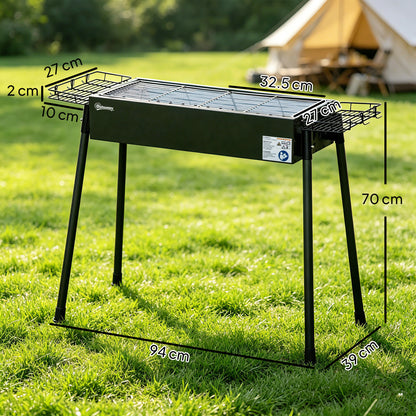 Portable Charcoal BBQ Grill with Seasoning Baskets for Camping Picnic Hiking