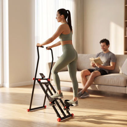 Stair Stepper for Home Gym with 3 Resistances, Foldable Vertical Stair Climber with Adjustable Handlebar, LCD Monitor