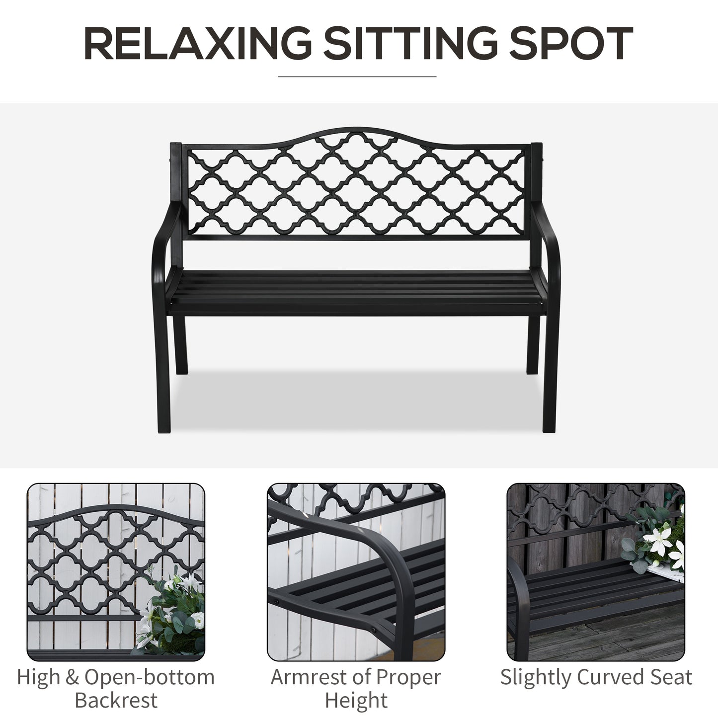 2-Seater Garden Bench Antique Loveseat for Yard, Lawn, Porch, Patio, Steel