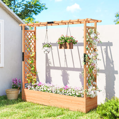 Fir Wood 171 x 39 cm Planter and Trellis Garden Bed