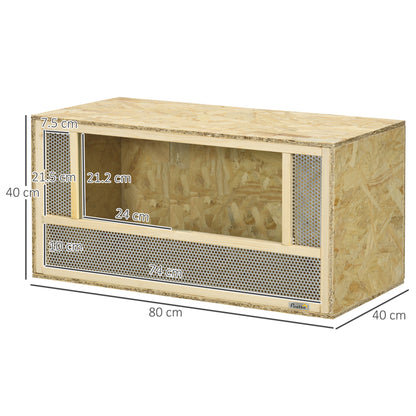 Reptile Terrarium Vivarium Habitat w/ Transparent Sliding Doors, Breathable Mesh, for Lizards, Horned Frogs