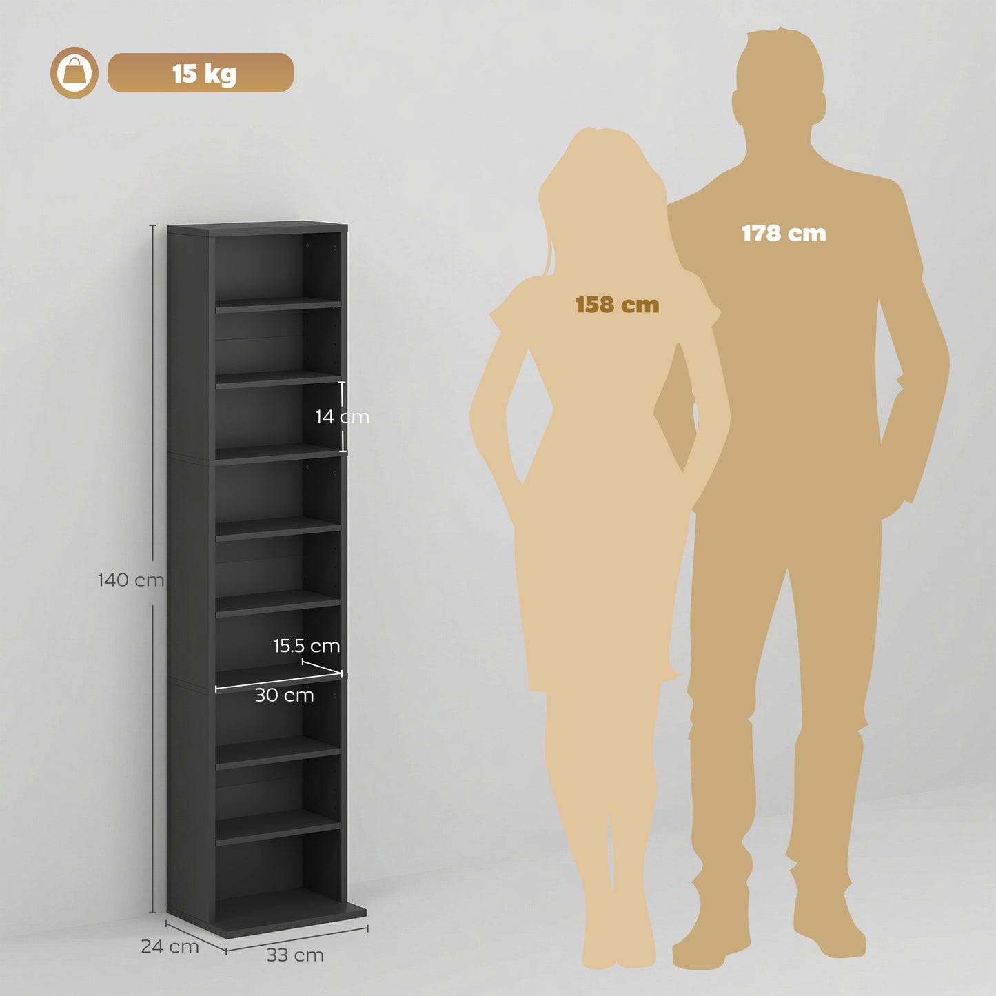 260 Narrow CD Storage Unit - Black