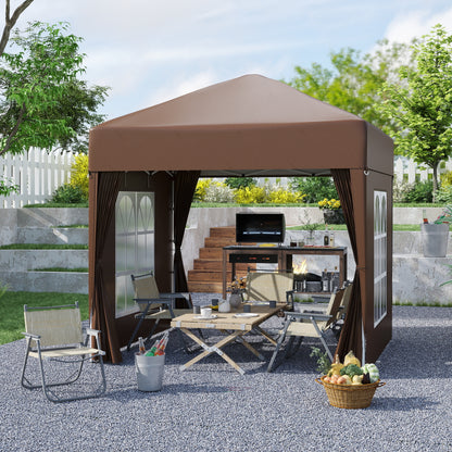2 x 2 m Garden Pop Up Gazebo, Wedding Party Tent Marquee, Water Resistant Awning Canopy with Sidewalls, Windows, Carry Bag
