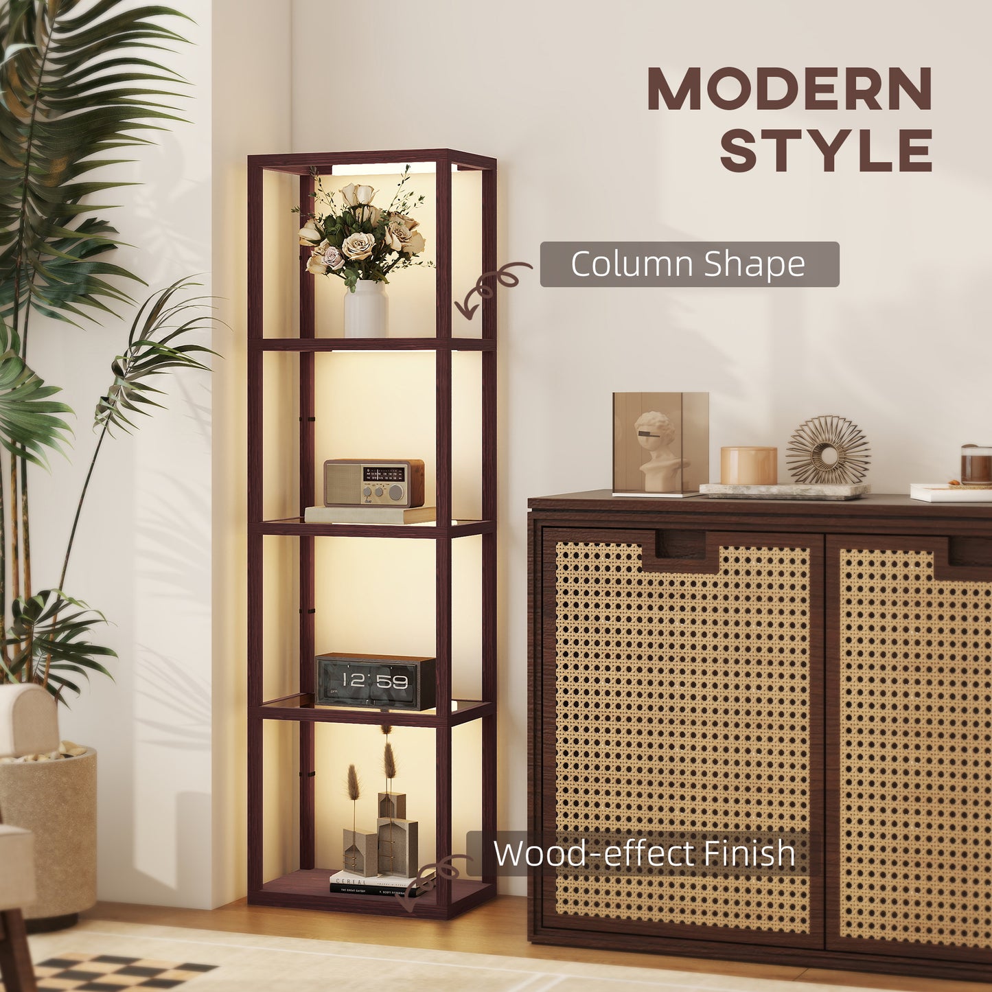 Four-Shelf Floor Lamp - Dark Brown