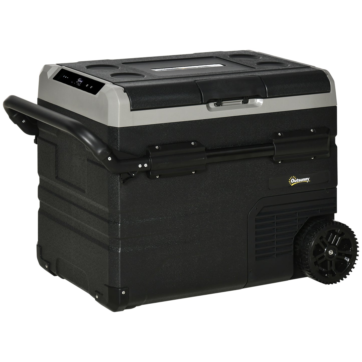 50L Camping Fridge, Portable Freezer Compressor Car Refrigerator with LED, Telescopic Handle