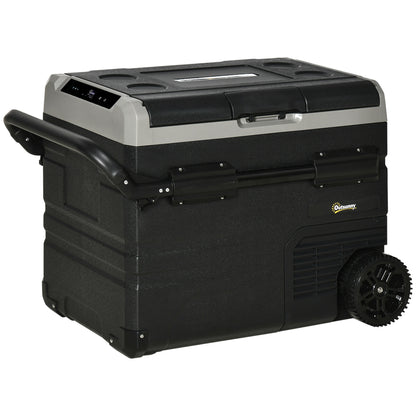 50L Camping Fridge, Portable Freezer Compressor Car Refrigerator with LED, Telescopic Handle