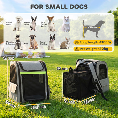 Dog Carrier Backpack Expandable, Breathable Pet Carrier Bag for Small Puppy Cat with Reflective Strip for Travel Hiking