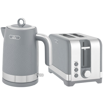 Sleek Textured Kettle and Toaster Set - Grey