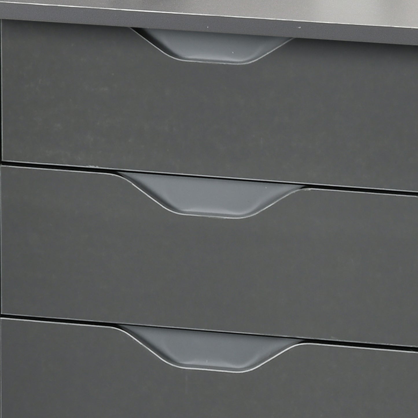 Computer Desk with Drawers, High Gloss Home Office Desk with Storage Cabinet, Study Workstation, 120 x 60cm, Grey