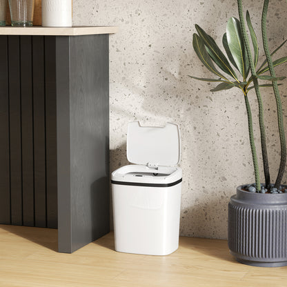 15L Sensor Bin, Automatic Touchless Kitchen Bin, Easy Clean, Battery Operated for Home Office, Bedroom, Bathroom, White