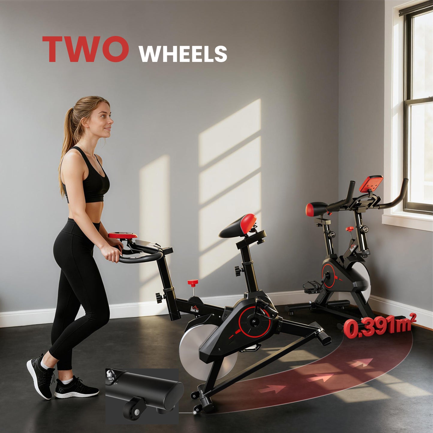 Indoor Upright Exercise Bike Machine, with Adjustable Seat, Resistance, Handlebar, LCD Display