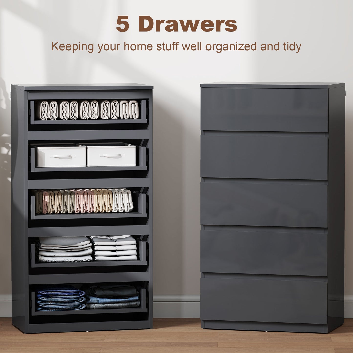 Chest of Drawers, 5-Drawer Storage Cabinets, Modern Dresser, Storage Drawer Unit for Bedroom