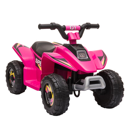 6V Kids Electric Ride on Car ATV Toy Quad Bike Four Big Wheels w/ Forward Reverse Functions Toddlers for 18-36 Months Old Pin