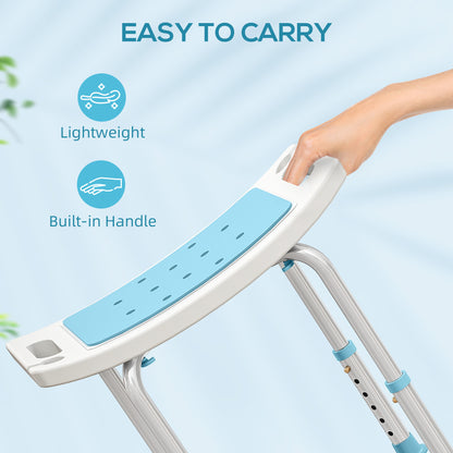 Shower Chair, Adjustable Height Shower Stool with Aluminium Frame and Non-Slip Feet