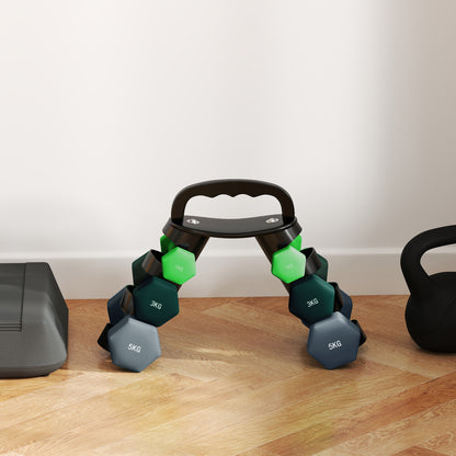 Dumbbells Set with Storage Rack, 2 x 1kg, 2 x 3kg, 2 x 5kg, Green