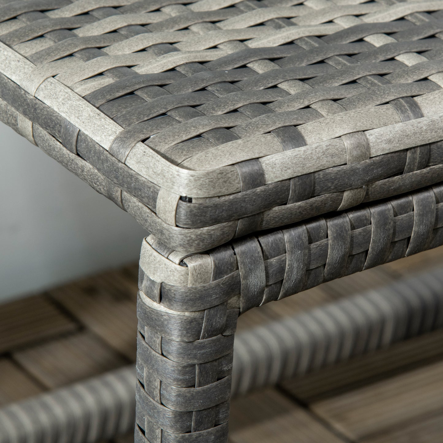 Outdoor Coffee Table Side Table with Rectangular Shape Frame for Patio, Balcony, Mixed Grey