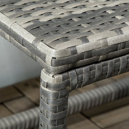 Outdoor Coffee Table Side Table with Rectangular Shape Frame for Patio, Balcony, Mixed Grey