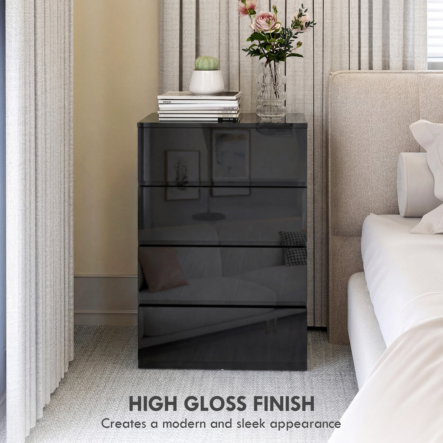 Chest of Drawers, 4-Drawer Storage Cabinets, Modern Dresser, Storage Drawer Unit for Bedroom