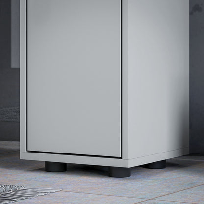 180cm Slim Bathroom Cabinet, with Drawer, Shelves and Cupboards - Grey