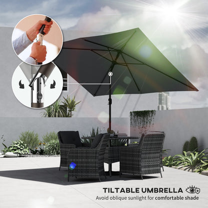 Garden Parasol, Parasol Umbrella with Crank Handle, Tilt Function, Polyester Canopy, Dark Grey