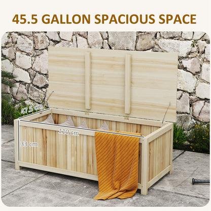 172 Litre Outdoor Storage Box, Wooden terrace Box Garden Storage Container, Natural