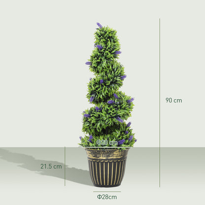 Set of Two 90cm Artificial Lavender Trees