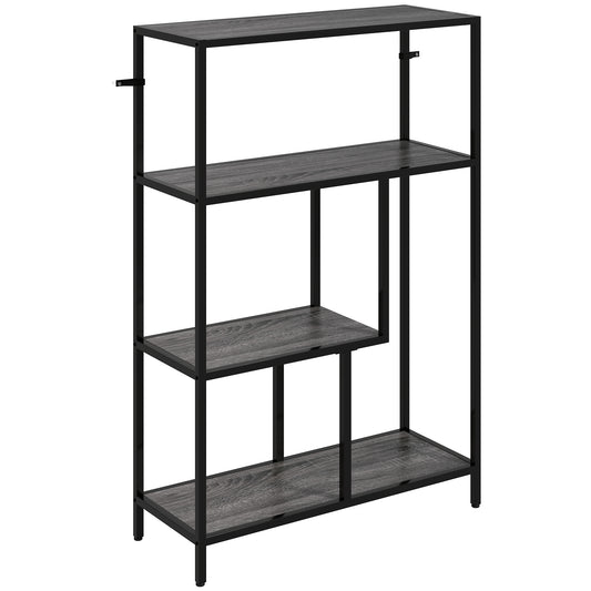 4-Tier Bookshelf with Open Shelves - Charcoal Grey