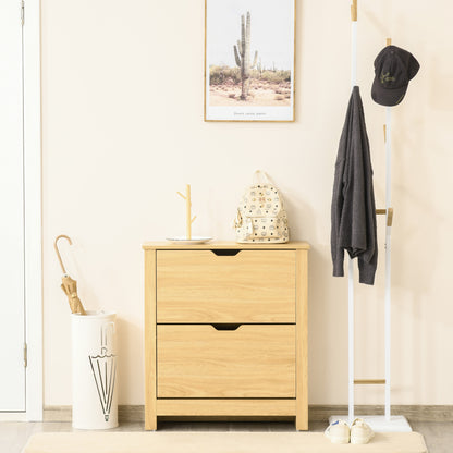 Narrow Shoe Cabinet, Space Saving Shoe Storage Cabinet with 2 Flip Drawers and Adjustable Shelves for 6-12 Pairs of Shoes for