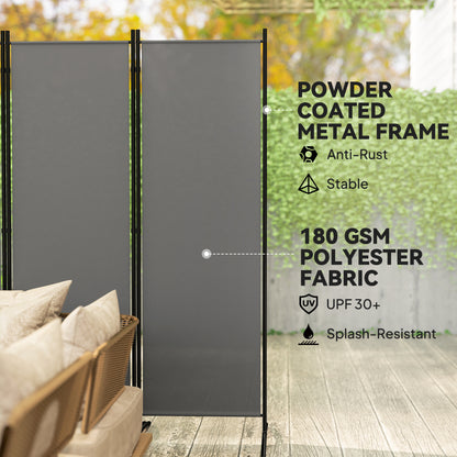 6 Panel Folding Room Divider Foldable Freestanding Garden Privacy Screen, 332 x 172 cm, Dark Grey