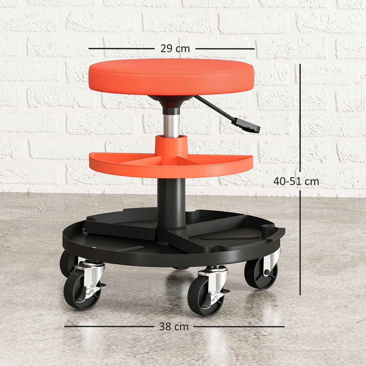 Rolling Mechanic Stool, 135kg Capacity Workshop Stool, 360° Swivel Roller Padded Creeper Seat with Wheels