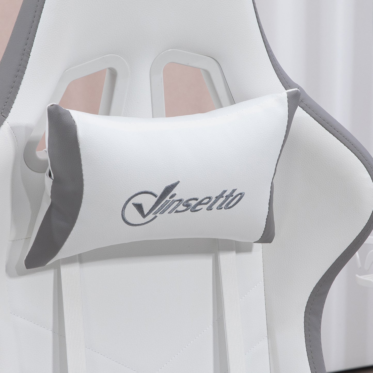 Computer Gaming Chair, PU Leather Desk Chair with Footrest, Swivel Task Chair with 135° Reclining Back and Lumbar Support