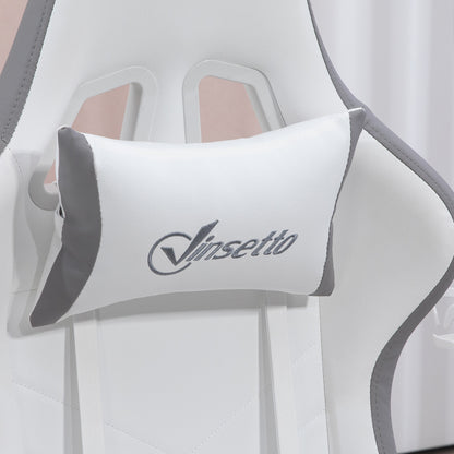 Computer Gaming Chair, PU Leather Desk Chair with Footrest, Swivel Task Chair with 135° Reclining Back and Lumbar Support