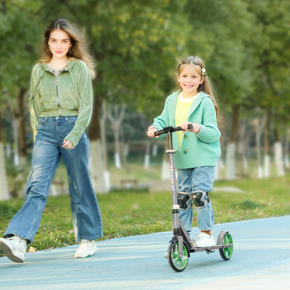 Foldable Kids Scooter with Adjustable Handlebar, 200mm Big Wheel, Rear Fender Brake, for Ages 6-12 Years, Green