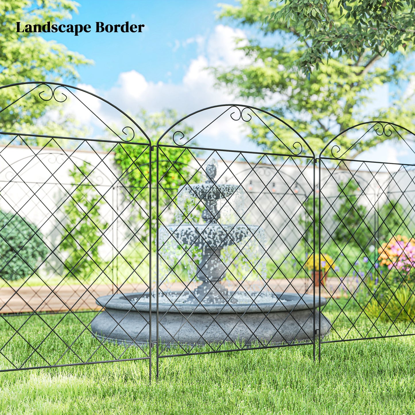 Decorative Garden Fencing, 43in x 11.4ft Outdoor Picket Fence Panels