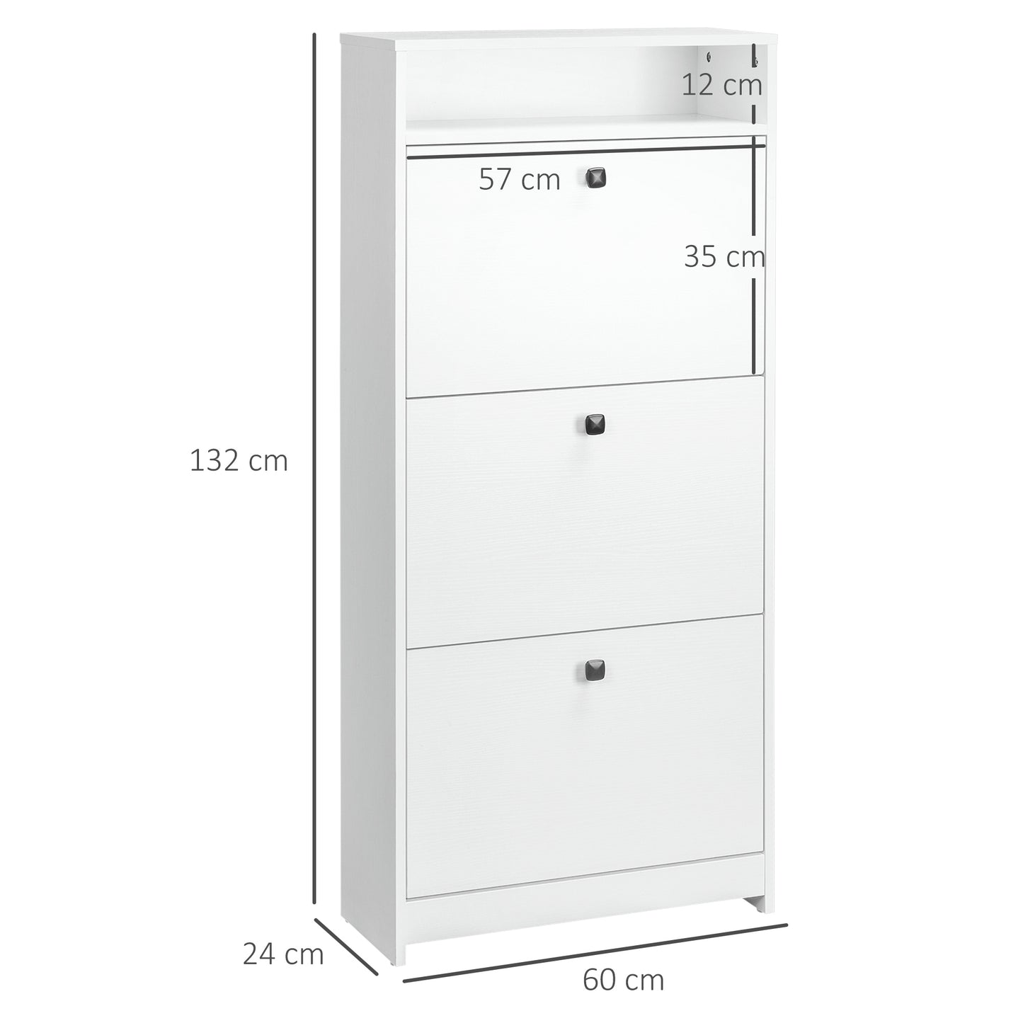 Narrow Shoe Cabinet with 3 Flip Doors, 14-18 Pairs Shoe Cupboard with Open Shelf for Slim Hallway and Entryway