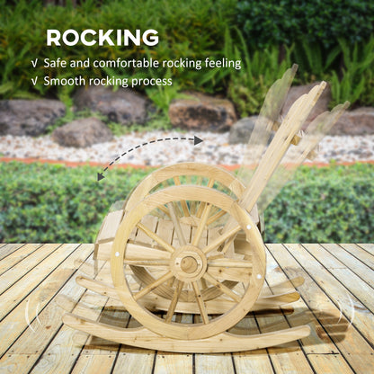 Wooden Adirondack Rocking Chair Reclining Armchair Garden Furniture Patio Porch Rocker - Natural