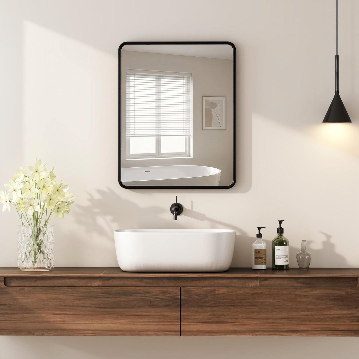 Rectangular Wall Mirror with HD Glass - Black