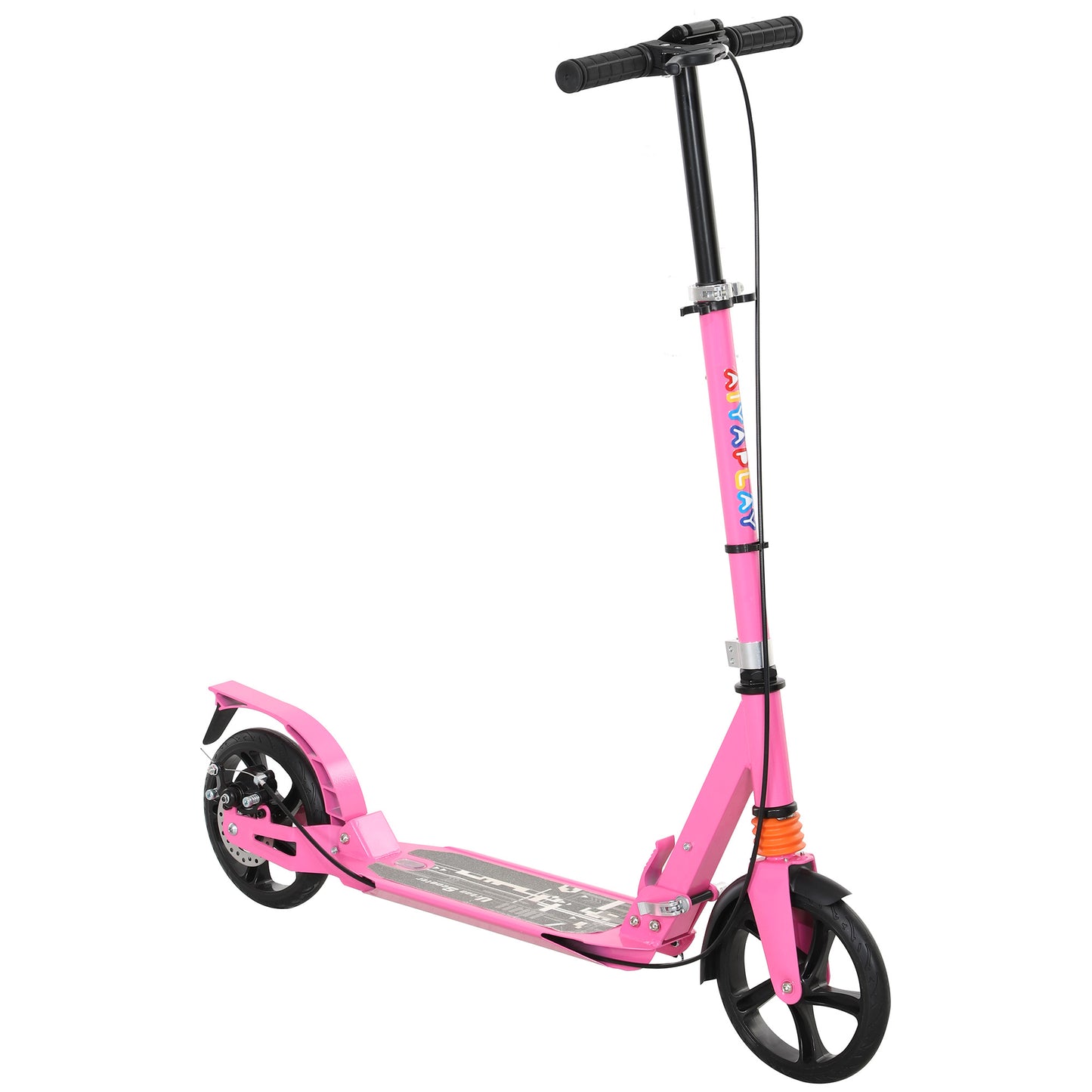 Kids Scooter with Four-Level Adjustable Handlebar, Dual Brake System, 200mm Wheels, ABEC-7 Bearings, Pink